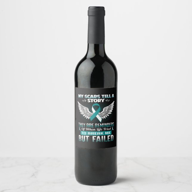Cervical Cancer Women Wine Label (Front)
