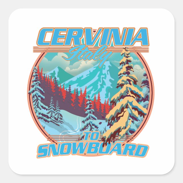 Cervinia italy Snowboarding logo Square Sticker (Front)