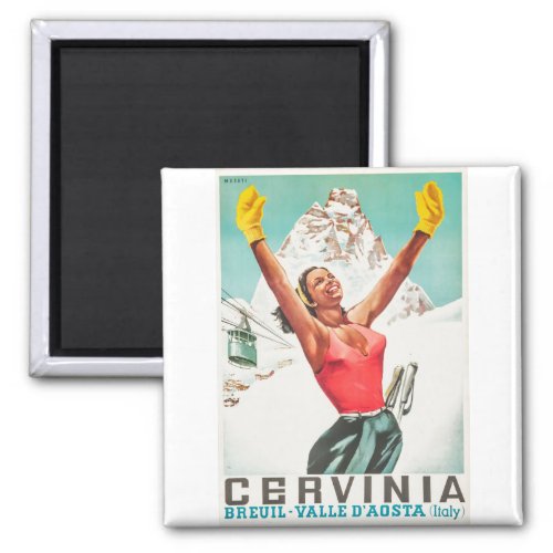 Cervinia vintage poster magnet