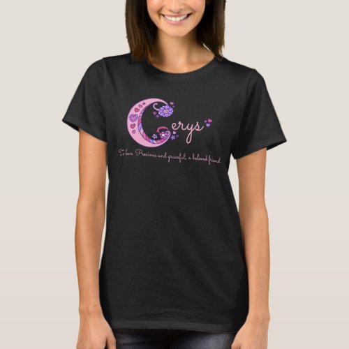 Cerys girls C name meaning monogram shirt