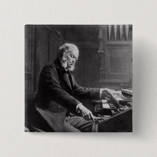 Cesar Franck at the console of the organ Pinback Button (Front)
