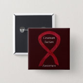Cesarean Section Awareness Ribbon Custom Art Pin (Front & Back)