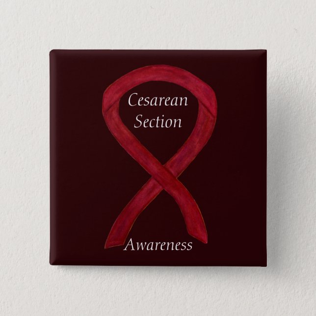Cesarean Section Awareness Ribbon Custom Art Pin (Front)