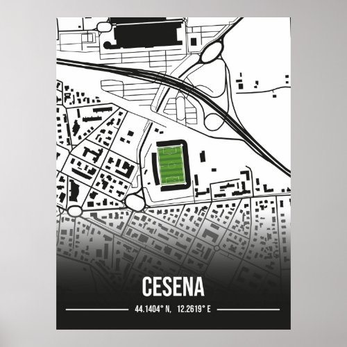 Cesena FC Stadium Map Design Poster