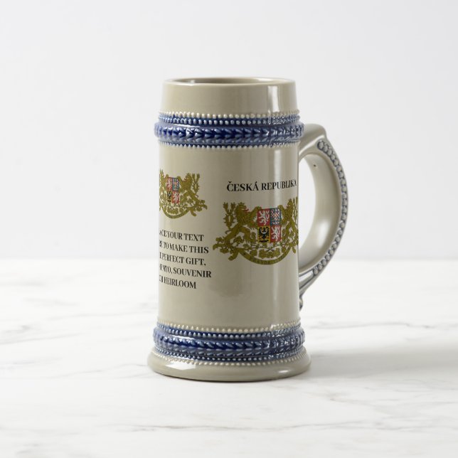 ČESKÁ REPUBLIKA Czechia Coat of Arms Personalized  Beer Stein (Front Right)