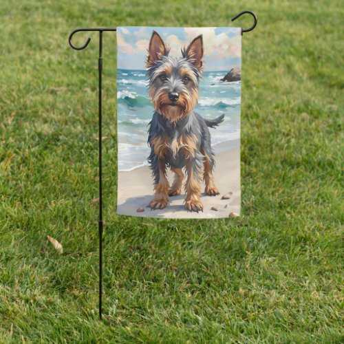 Cesky Terrier Calm Beach Dog Art Garden Flag