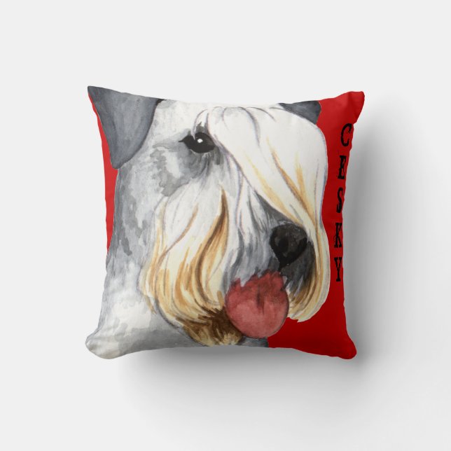 Cesky Terrier Color Block Throw Pillow (Front)