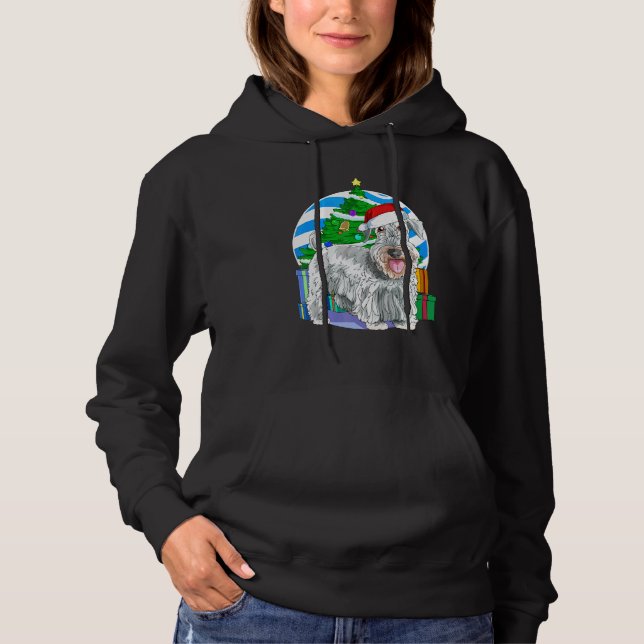Cesky Terrier Cute Dog Santa Christmas Tree Decor Hoodie (Front)