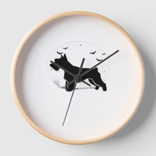 Cesky Terrier Dog – Halloween Moon Silhouette Clas Clock
