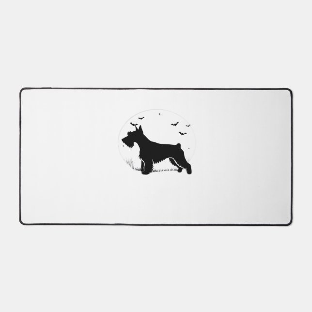 Cesky Terrier Dog – Halloween Moon Silhouette Clas Desk Mat (Front)