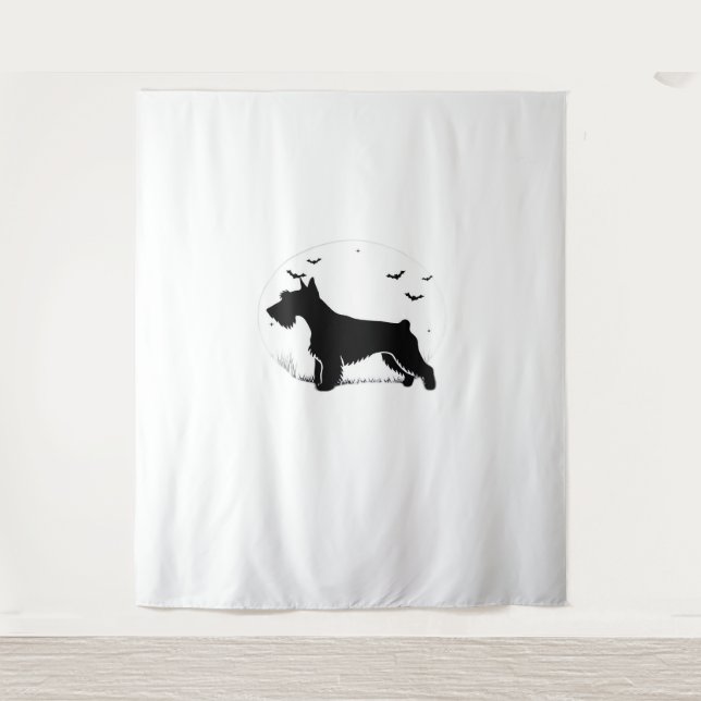 Cesky Terrier Dog – Halloween Moon Silhouette Clas Tapestry (Front)