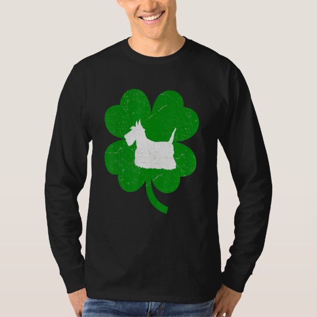 Cesky Terrier Dog Shamrock St  Patrick S Day T-Shirt (Front)