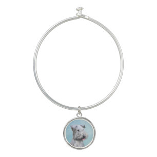 Cesky Terrier Painting - Cute Original Dog Art Bangle Bracelet