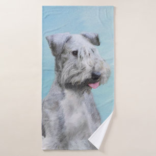 Cesky Terrier Painting - Cute Original Dog Art Bath Towel Set