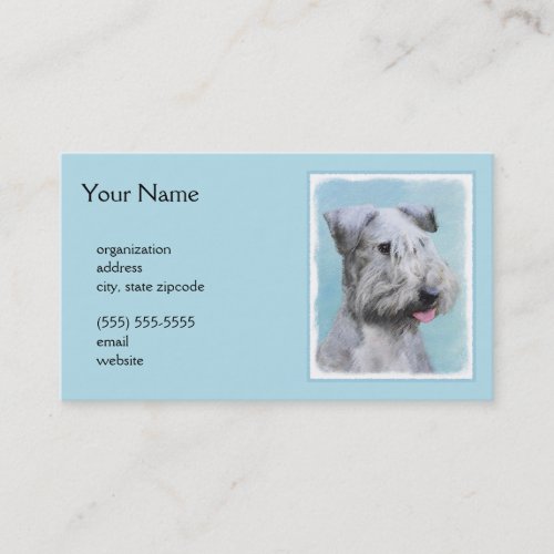 Cesky Terrier Painting _ Cute Original Dog Art Business Card