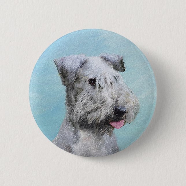 Cesky Terrier Painting - Cute Original Dog Art Button (Front)