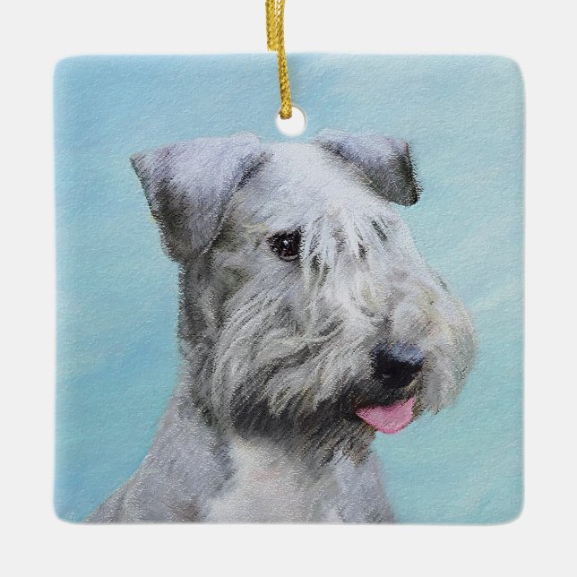 Cesky Terrier Painting - Cute Original Dog Art Ceramic Ornament (Front)