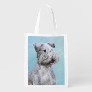 Cesky Terrier Painting - Cute Original Dog Art Grocery Bag