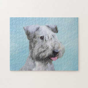 Cesky Terrier Painting - Cute Original Dog Art Jigsaw Puzzle
