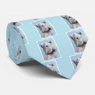 Cesky Terrier Painting - Cute Original Dog Art Neck Tie
