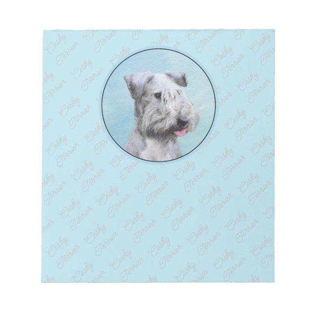 Cesky Terrier Painting - Cute Original Dog Art Notepad (Front)
