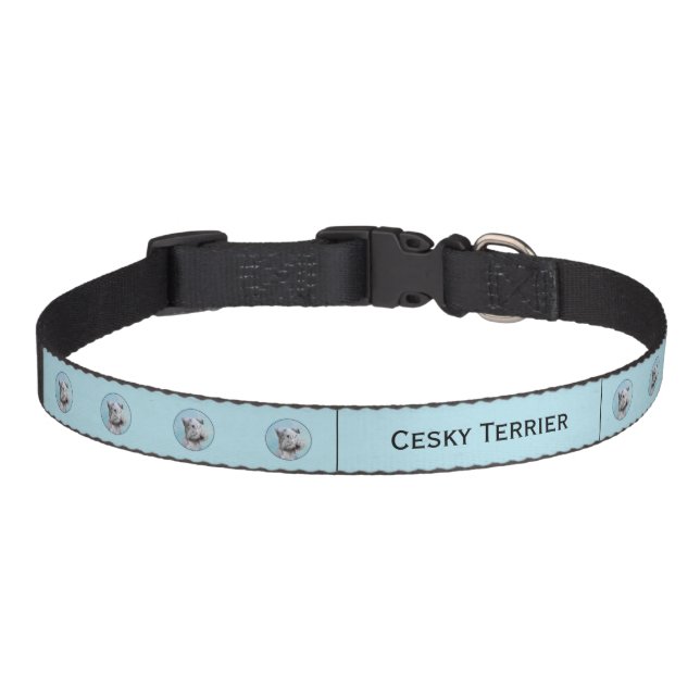 Cesky Terrier Painting - Cute Original Dog Art Pet Pet Collar (Front)