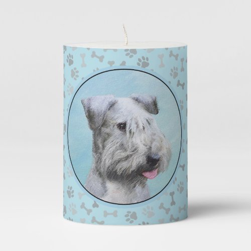 Cesky Terrier Painting _ Cute Original Dog Art Pillar Candle