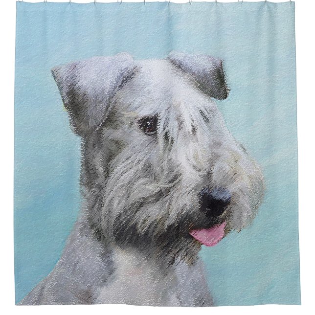 Cesky Terrier Painting - Cute Original Dog Art Shower Curtain (Front)
