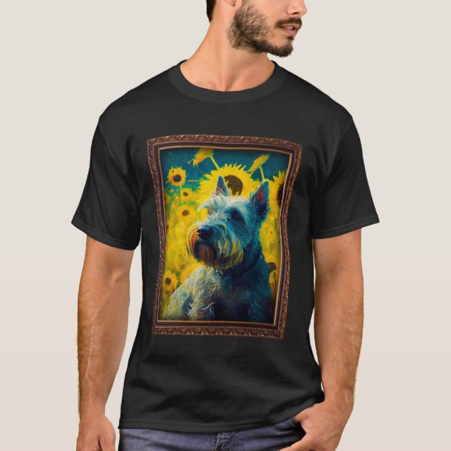 Cesky Terrier Painting Sunflower Flower Mom Women  T-Shirt (Front)