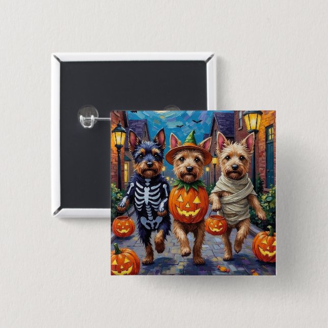 Cesky Terrier Trick-or-Treating Halloween Costume  Button (Front & Back)