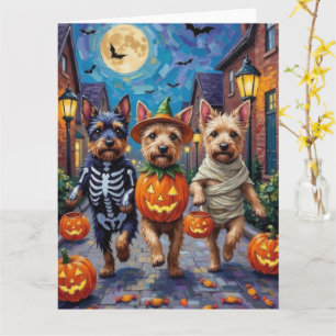 Cesky Terrier Trick-or-Treating Halloween Costume Card
