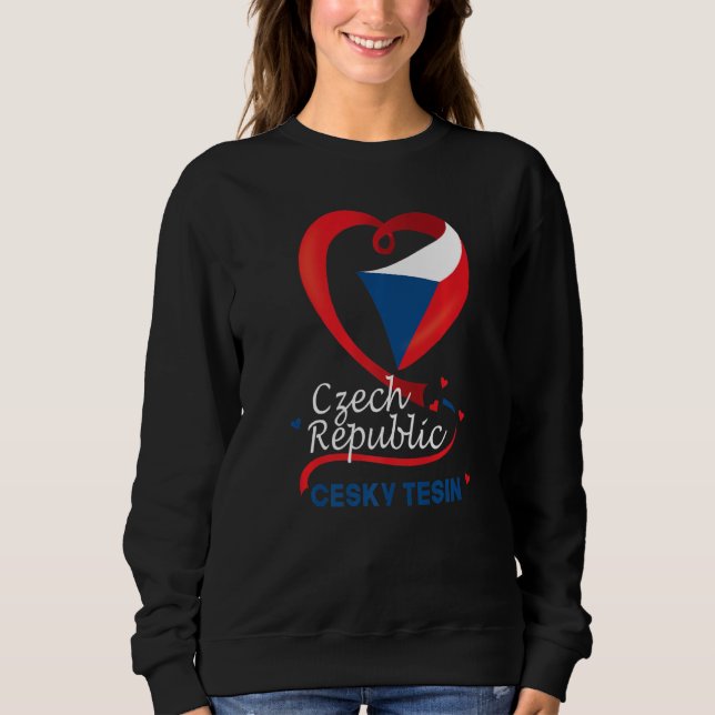 Cesky Tesin Czech Republic Heart Flag Coat Of Arm  Sweatshirt (Front)