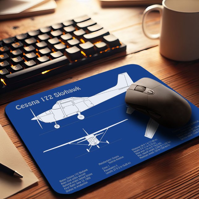 Cessna 172 Skyhawk - Airplane Blueprint Plans  ABD Mouse Pad (Creator Uploaded)