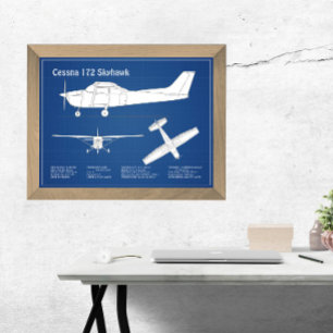Cessna 172 Skyhawk - Airplane Blueprint Plans ABD Photo Print
