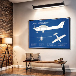 Cessna 172 Skyhawk - Airplane Blueprint Plans ABD Poster