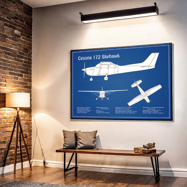 Cessna 172 Skyhawk - Airplane Blueprint Plans  ABD Poster (Creator Uploaded)