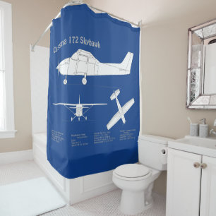Cessna 172 Skyhawk - Airplane Blueprint Plans  ABD Shower Curtain