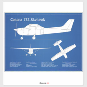 Cessna 172 Skyhawk - Airplane Blueprint Plans ABD Sticker