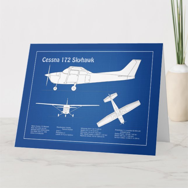 Cessna 172 Skyhawk - Airplane Blueprint Plans  ABD Thank You Card (Front)