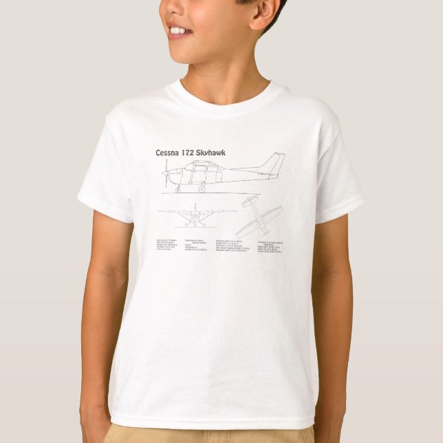 Cessna 172 Skyhawk - Airplane Blueprint Plans BD T-Shirt (Front)