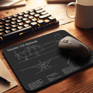 Cessna 172 Skyhawk - Airplane Blueprint Plans PD Mouse Pad