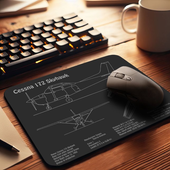 Cessna 172 Skyhawk - Airplane Blueprint Plans PD Mouse Pad (Creator Uploaded)