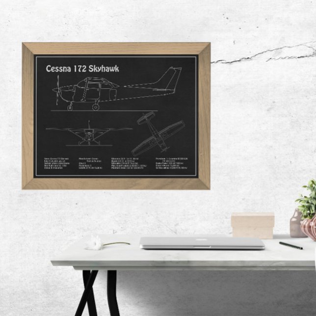 Cessna 172 Skyhawk - Airplane Blueprint Plans PD Photo Print (Creator Uploaded)
