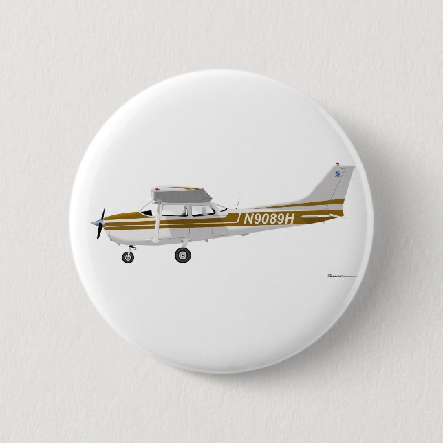 Cessna 172 Skyhawk Brown Pinback Button (Front)