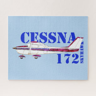 Cessna 172 Skyhawk Illustration Bold Text Design Jigsaw Puzzle