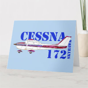 Cessna 172 Skyhawk Illustration Bold Text Design Letterpress Thank You Card