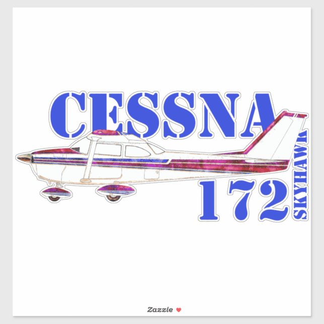 Cessna 172 Skyhawk Illustration Bold Text Design Sticker (Sheet)