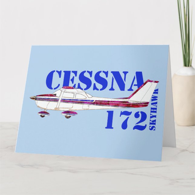 Cessna 172 Skyhawk Illustration Bold Text Design Thank You Card (Front)
