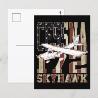 Cessna 172 Skyhawk with Vintage United States Flag Postcard