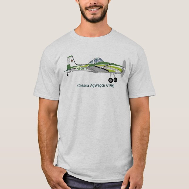 Cessna AgWagon A188 Crop Duster Airplane T-Shirt (Front)